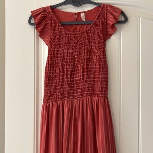 L Love‎ Rust Ruffle Stripe Sleeveless Dress S